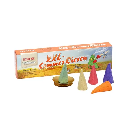 Knox Räucherkerzen Knox-Sommerriesen 5er Räucherkerzen bunt gemischt + 1 Glimmschale 24 x 3,2 x 6,5 cm XXL;