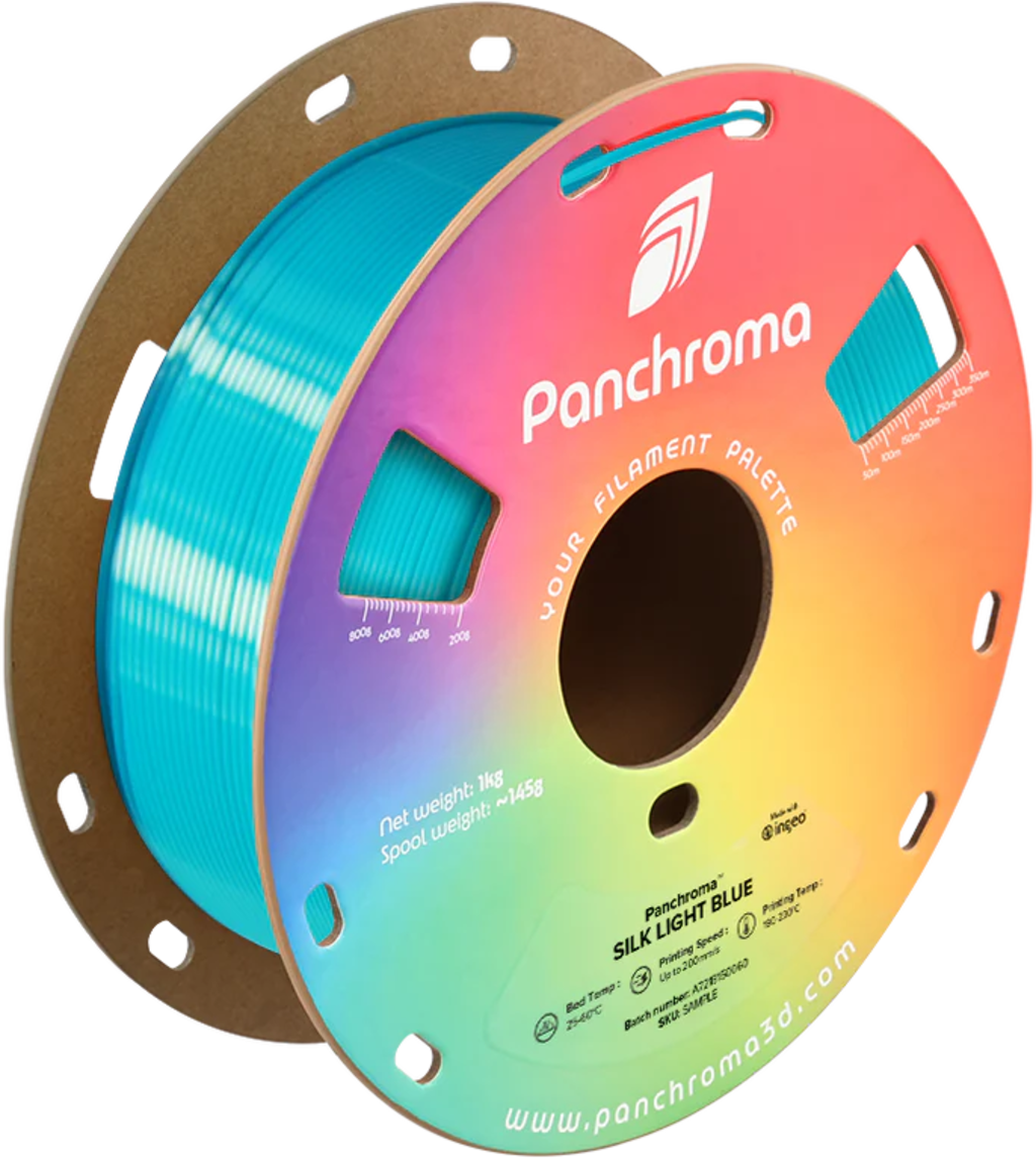 Polymaker  Panchroma™ PLA Silk Light Blue, 1,75 mm / 1000 g    Der Glanz der Eleganz in Light Blue