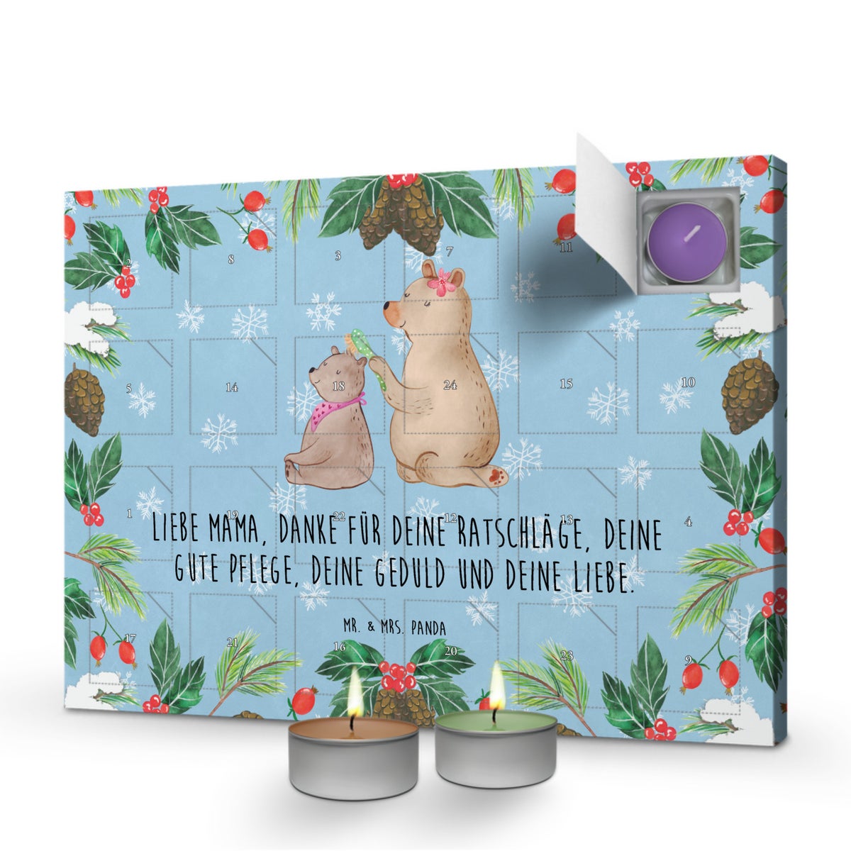 Mr. & Mrs. Panda Geurkaars Adventskalender Berenkind - Pastelblauw
