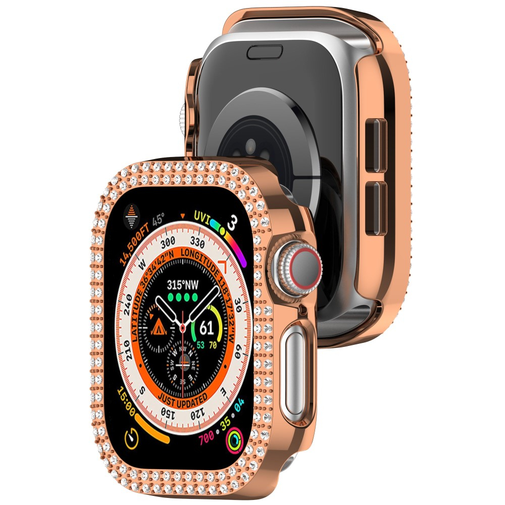 Apple Watch Series 11 / Series 10 (42mm) Galvanisierte Glitzer Strass Bumper Hülle - Roségold