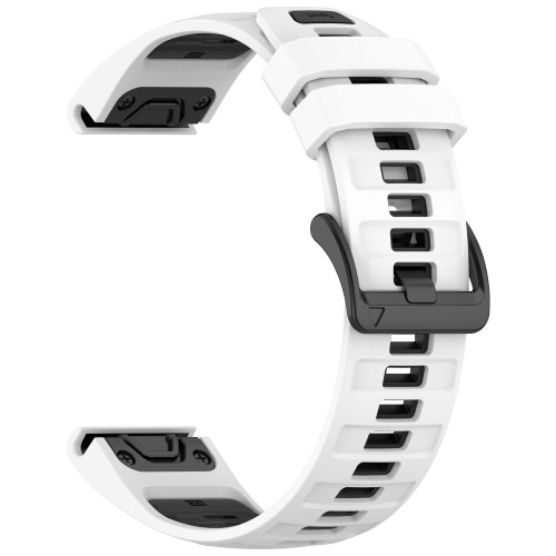 Garmin Fenix 8 (51mm) Silikon Quickfit Armband mit Dornschliesse (Gelenkumfang: 170-220 mm) - Weiss / Schwarz