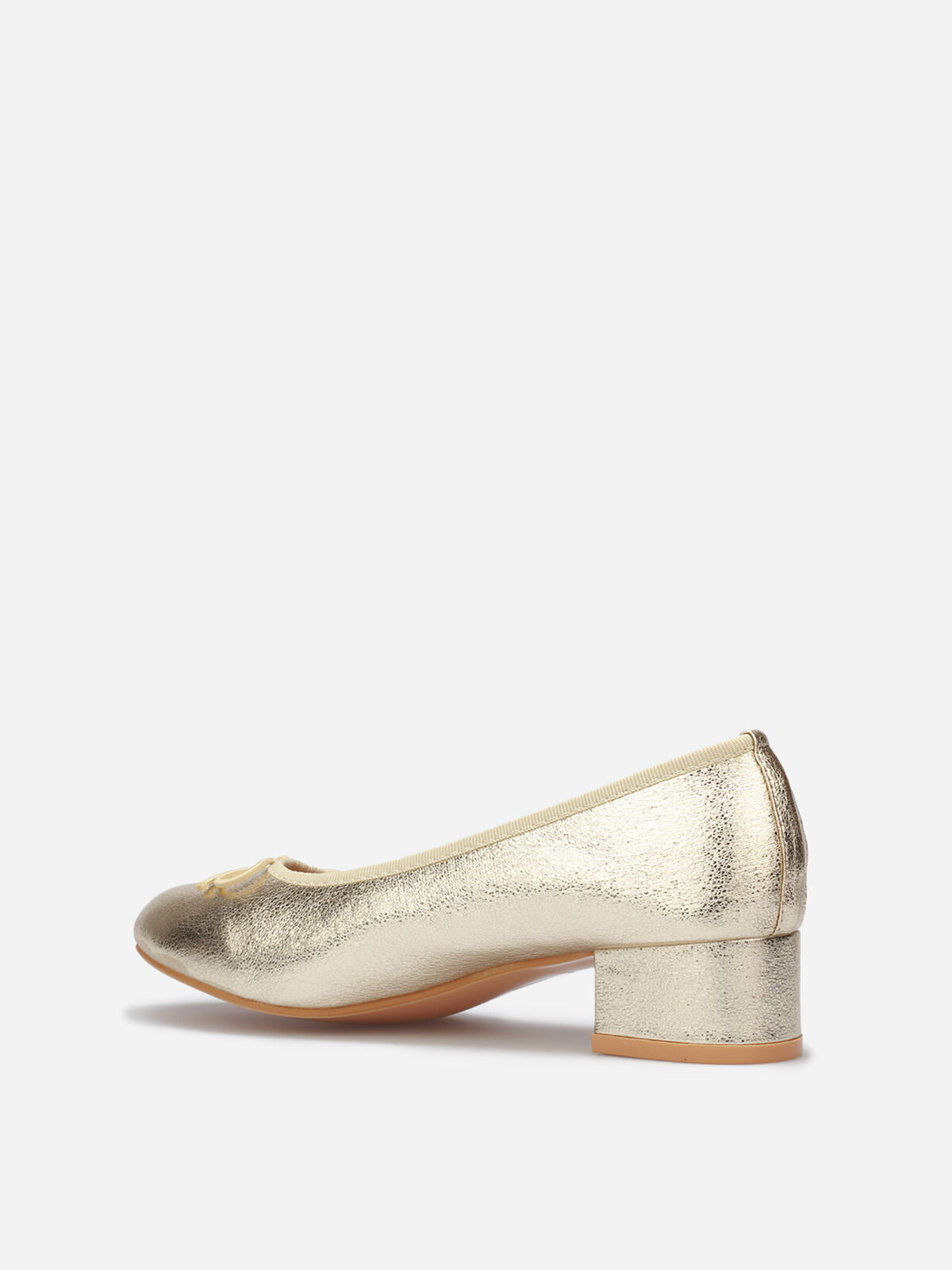 Ballerines à talon et noeud- Doré