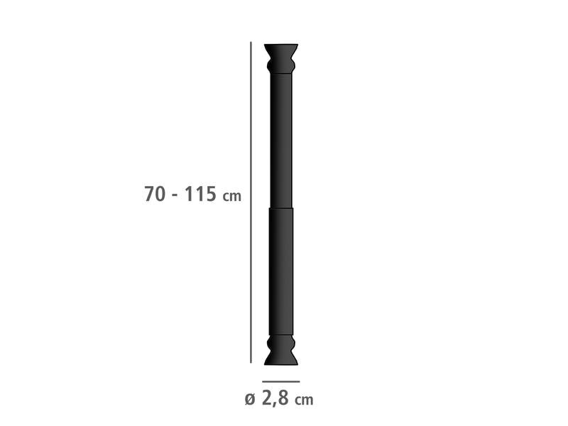 Wenko Duschvorhangstange 70 x 115 cm, Schwarz Teleskop-Duschstange