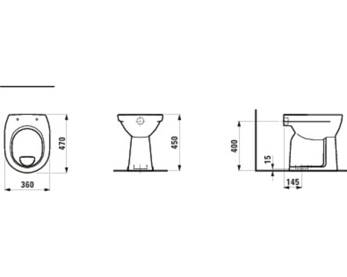 LAUFEN Staande WC Pro, vlakspoeltoilet met verhoogde rand, glanzend wit met coating, zonder toiletzitting H8259574000001