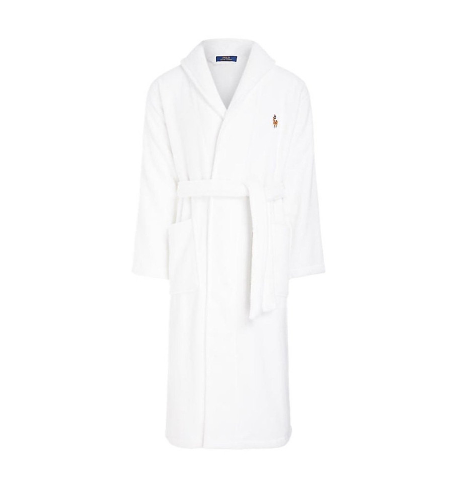 Robe Ralph Lauren branca de tecido atoalhado com gola xale