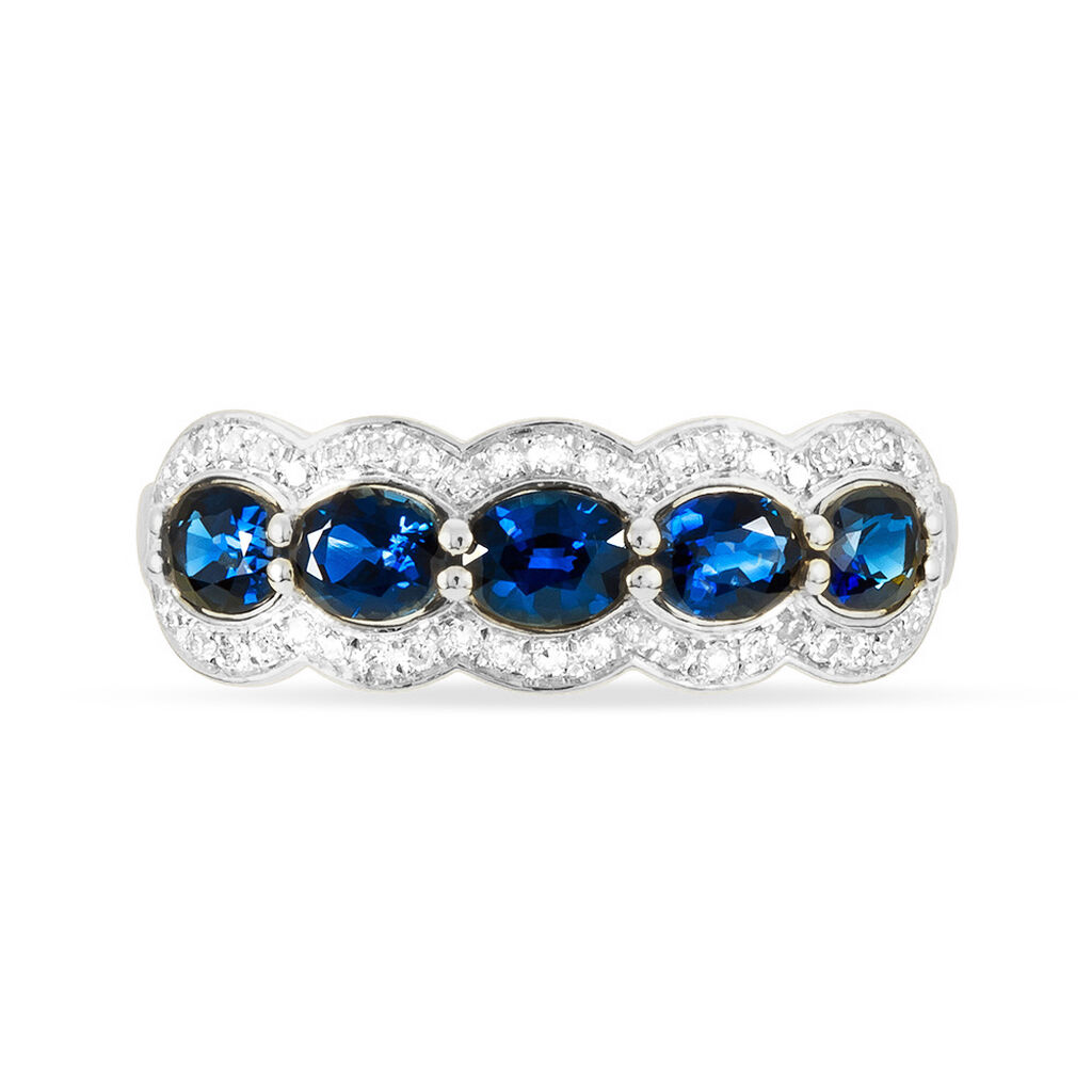 Bague Margaux Or Blanc Saphir Et Diamant