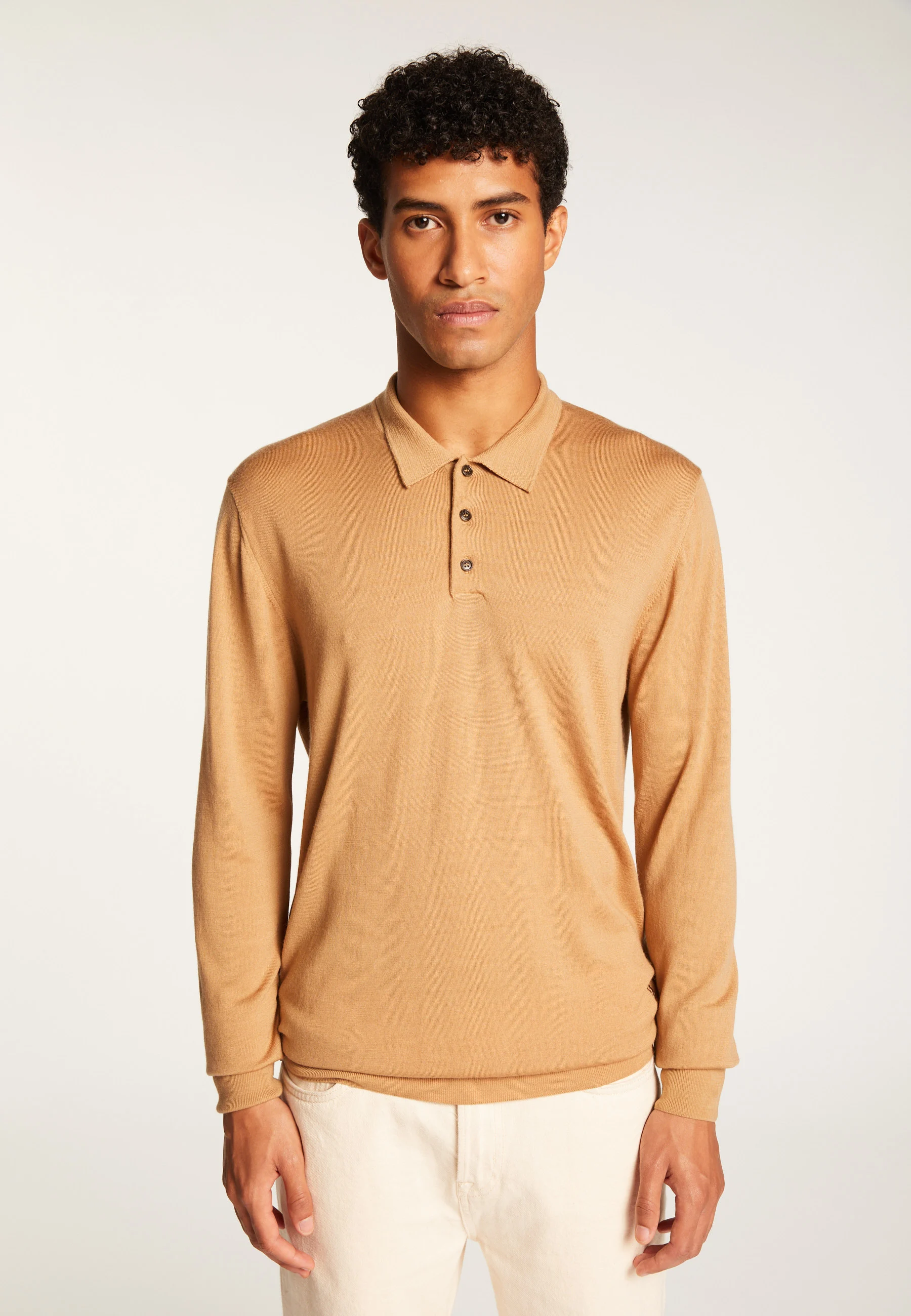 ENIAH24 - Pull col polo en laine mérinos | Marron