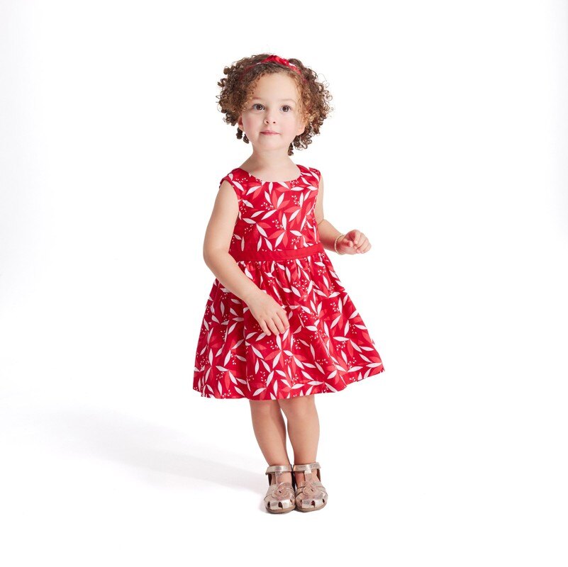 Robe chic imprimée satin de coton bébé fille Rouge