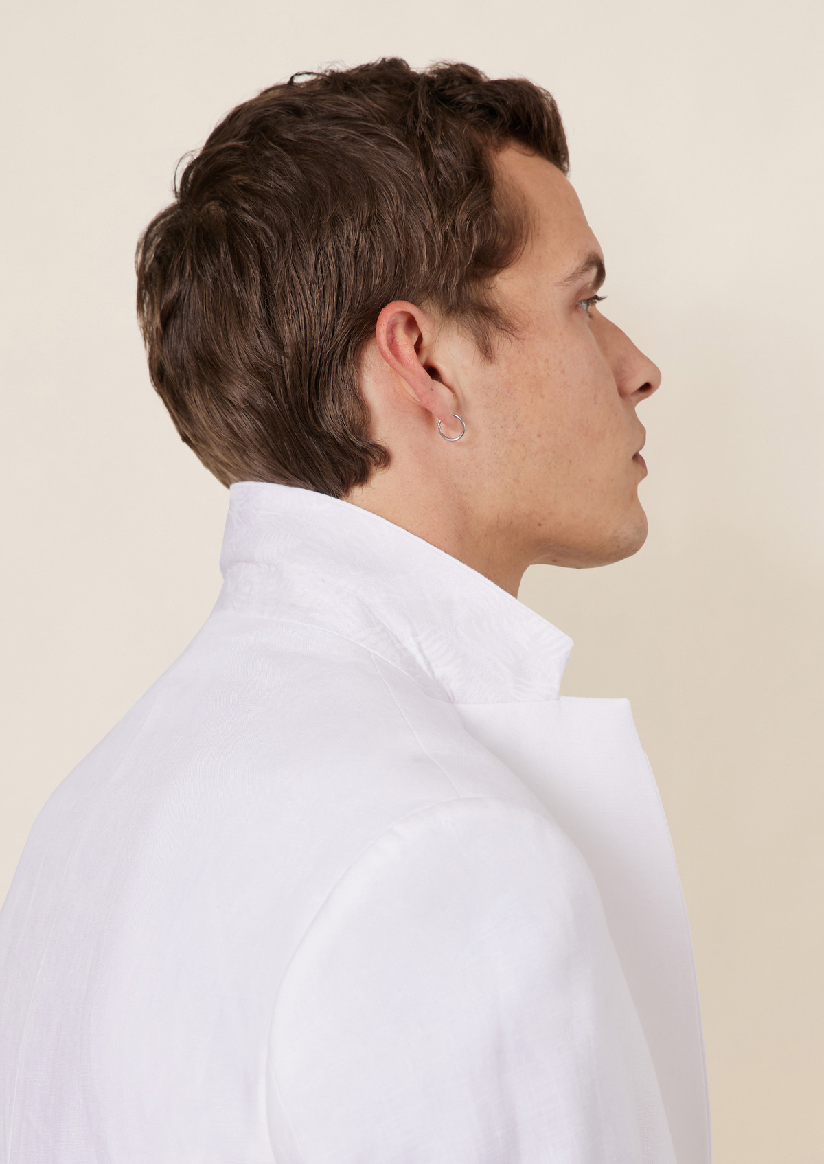 Veste coordonnable Slim en lin uni blanc