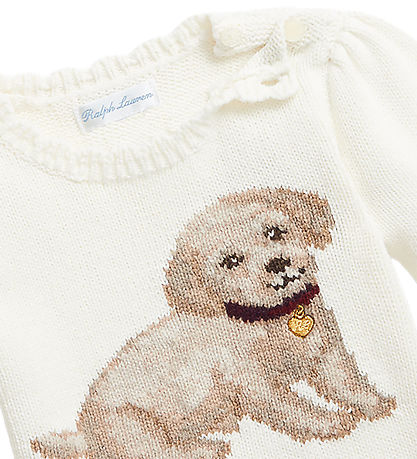 Polo Ralph Lauren Bluse - Strick - Cream m. Hund