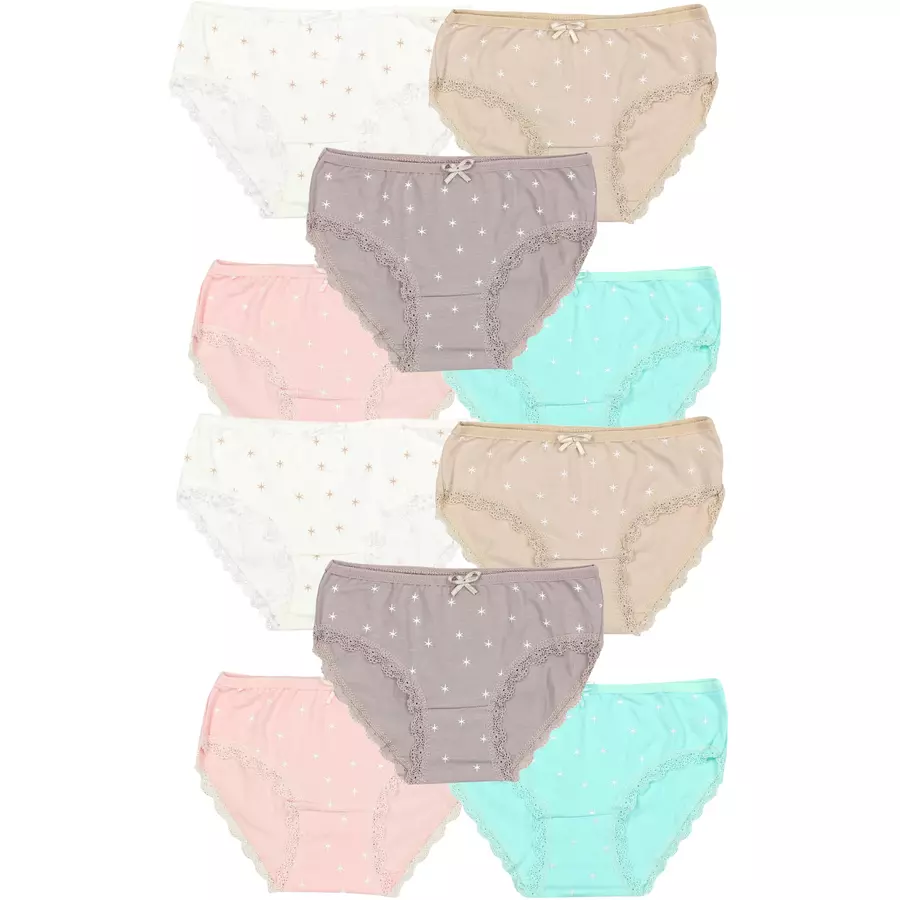 TupTam Mädchen Slips mit Aufdruck 10er Pack beige