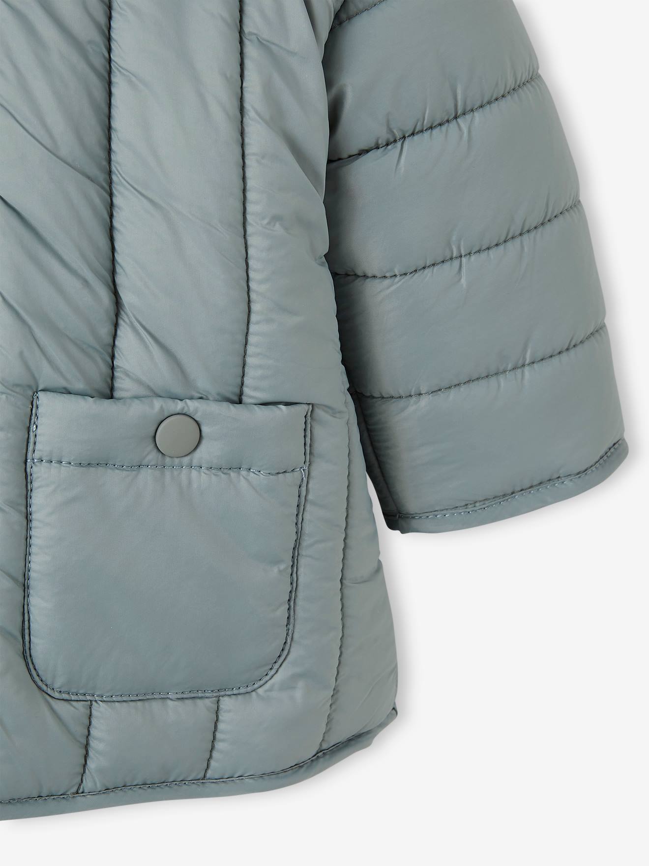 Casaco acolchoado para bebê com capuz, verde médio liso