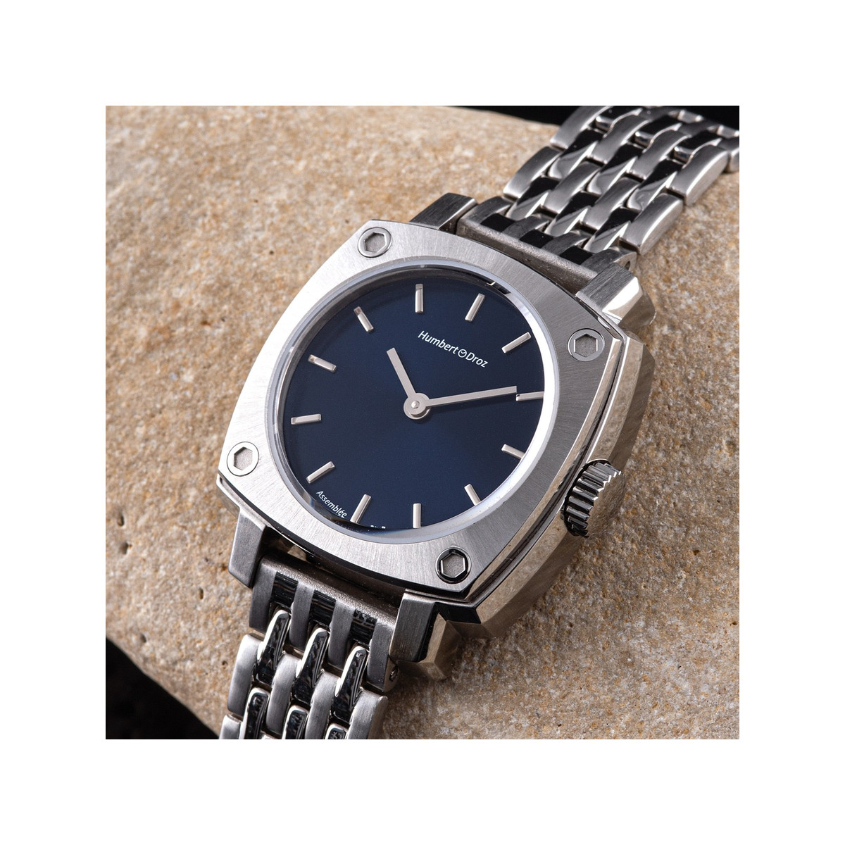Montre HUMBERT-DROZ hd lou femme mecanique, bracelet acier argent