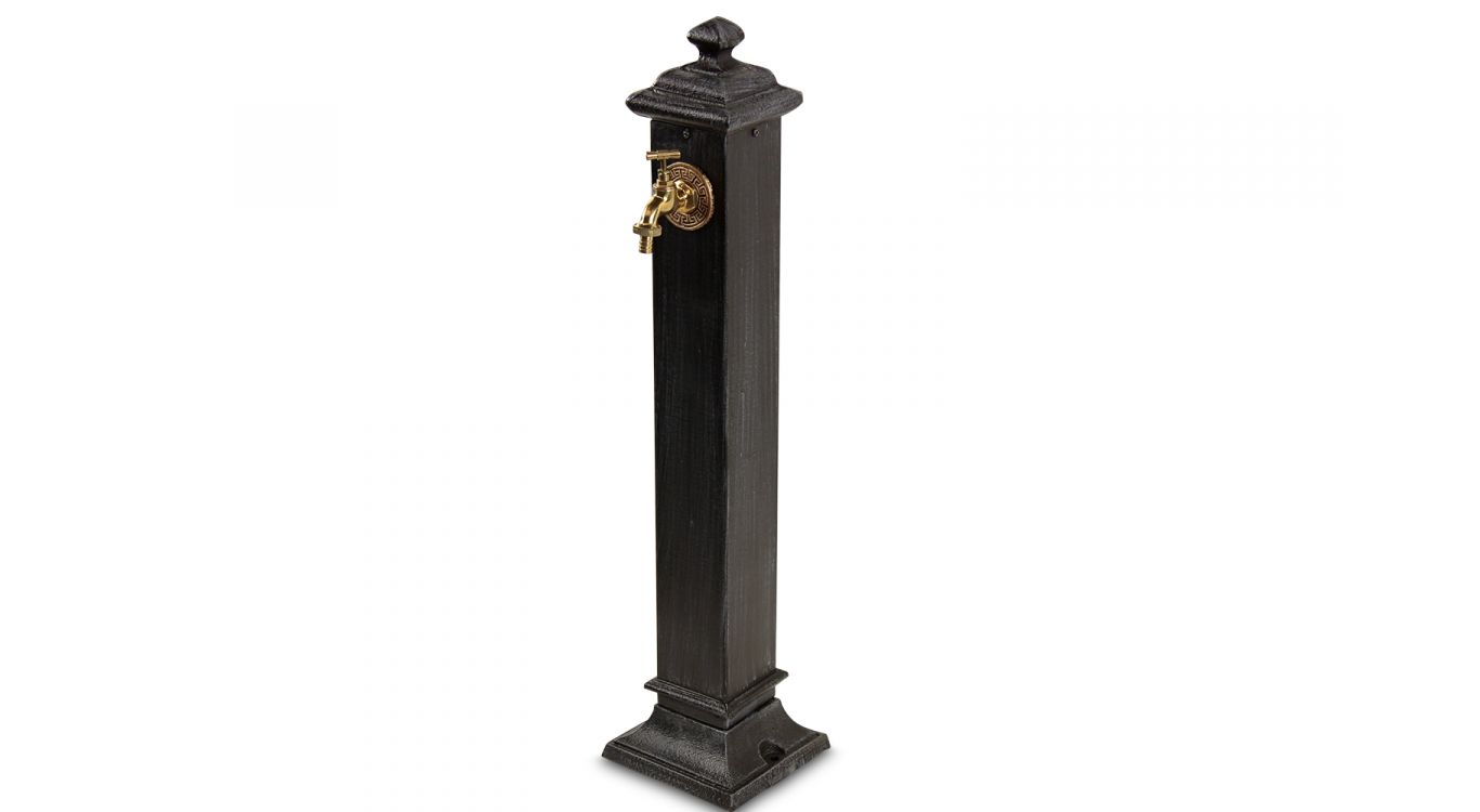 Fontaine de jardin métal gris 18.5x18.5x85.5cm