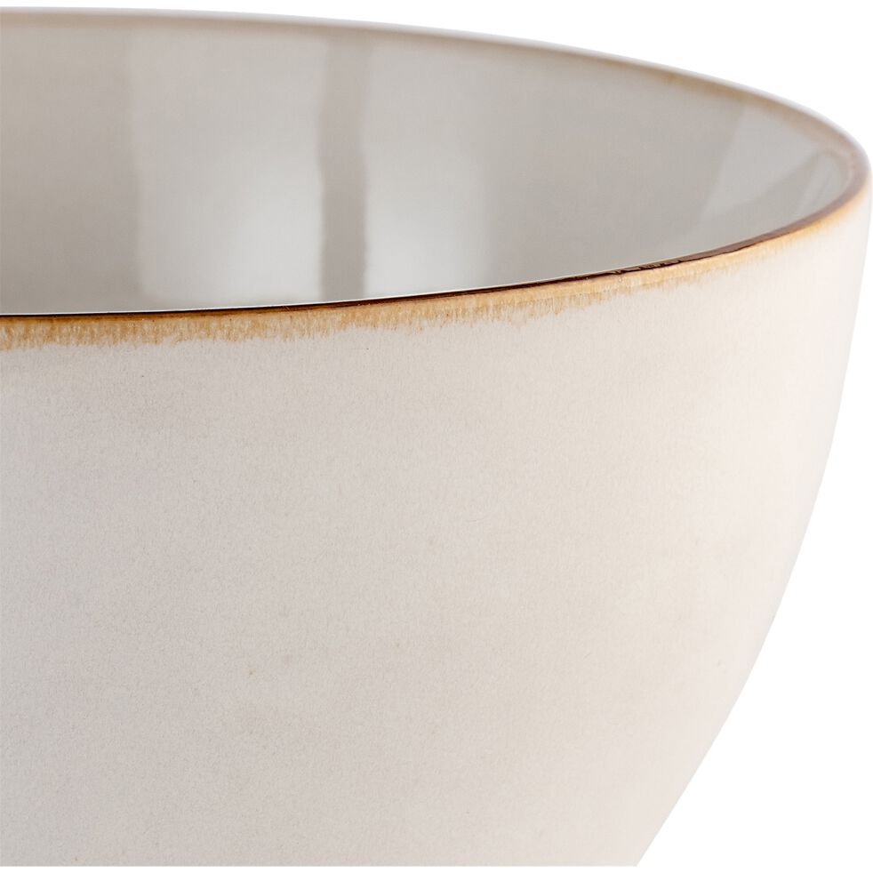 NEVE Saladier en grès avec liseré marron D20cm - blanc