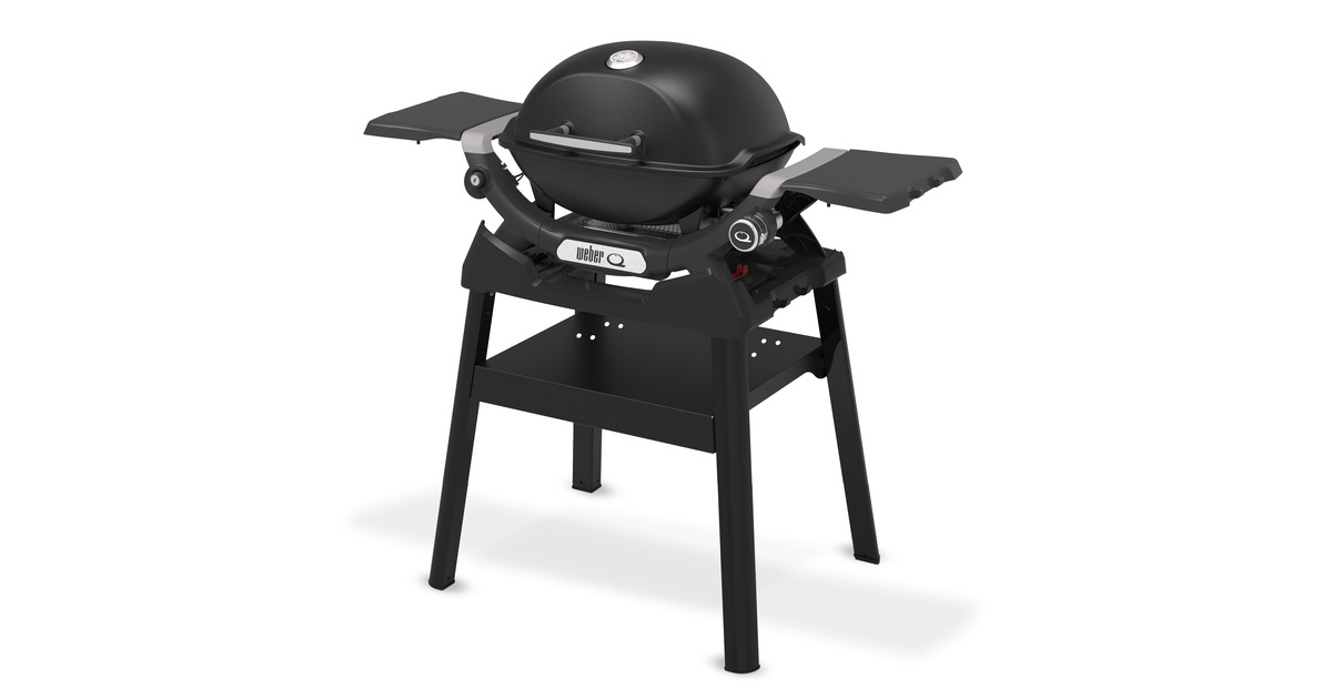 WeberQ 1200N gasbarbecue met zijtafels en compact onderstel  (Zwart, 1 Brander | Propaan/butaan)