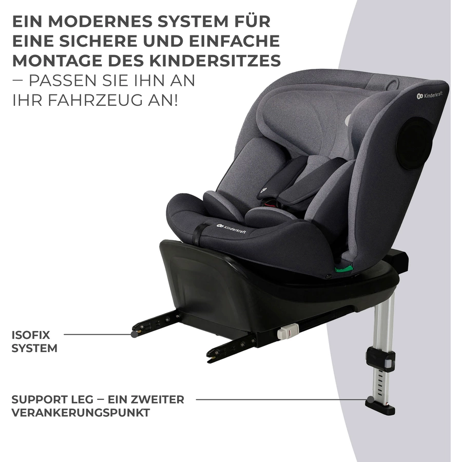 Kinderkraft Autokindersitz I-360 i-Size 40-150 cm grau