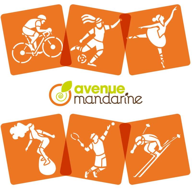 Set de 6 pochoirs enfants, Sports - Orange