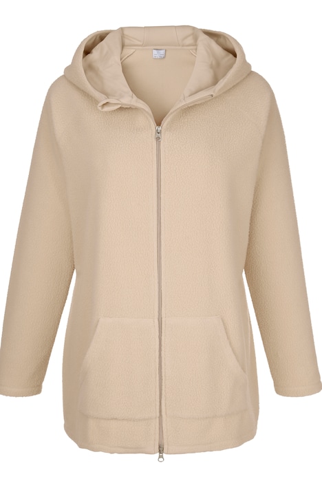 Fleece-Hoodiejacke, 2-Wege-Zipper, Kängurutasche, Langarm