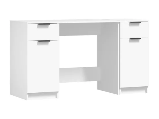 Bureau avec armoire latérale Blanc Bois d'ingénierie