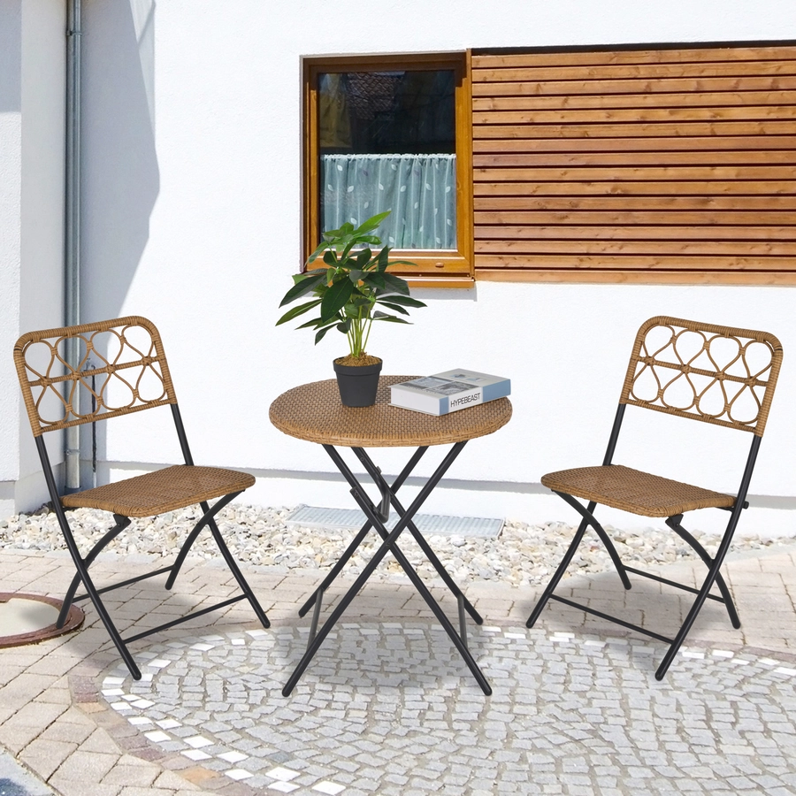 Outsunny 3-teilige Sitzgruppe faltbar natur