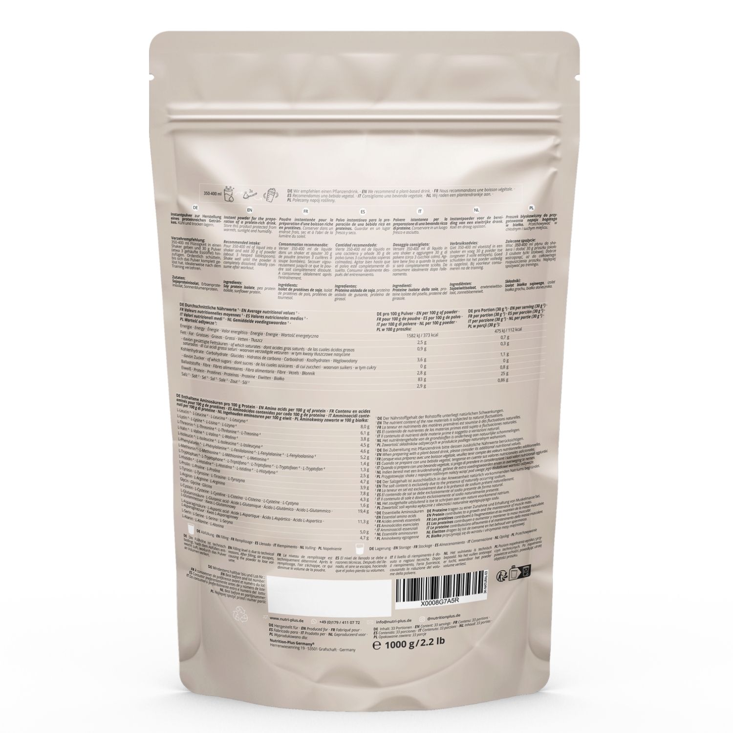 Nutri+ Vegan 3K Proteinpulver - Mehrkomponenten Protein