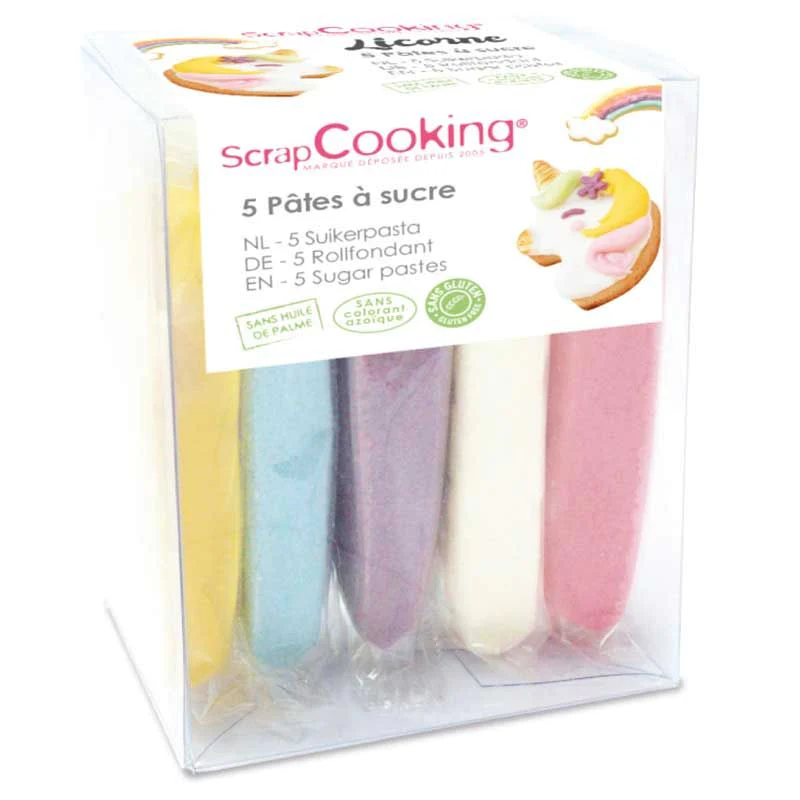 5 pâtes à sucre Licorne 5 x 80 g Scrapcooking