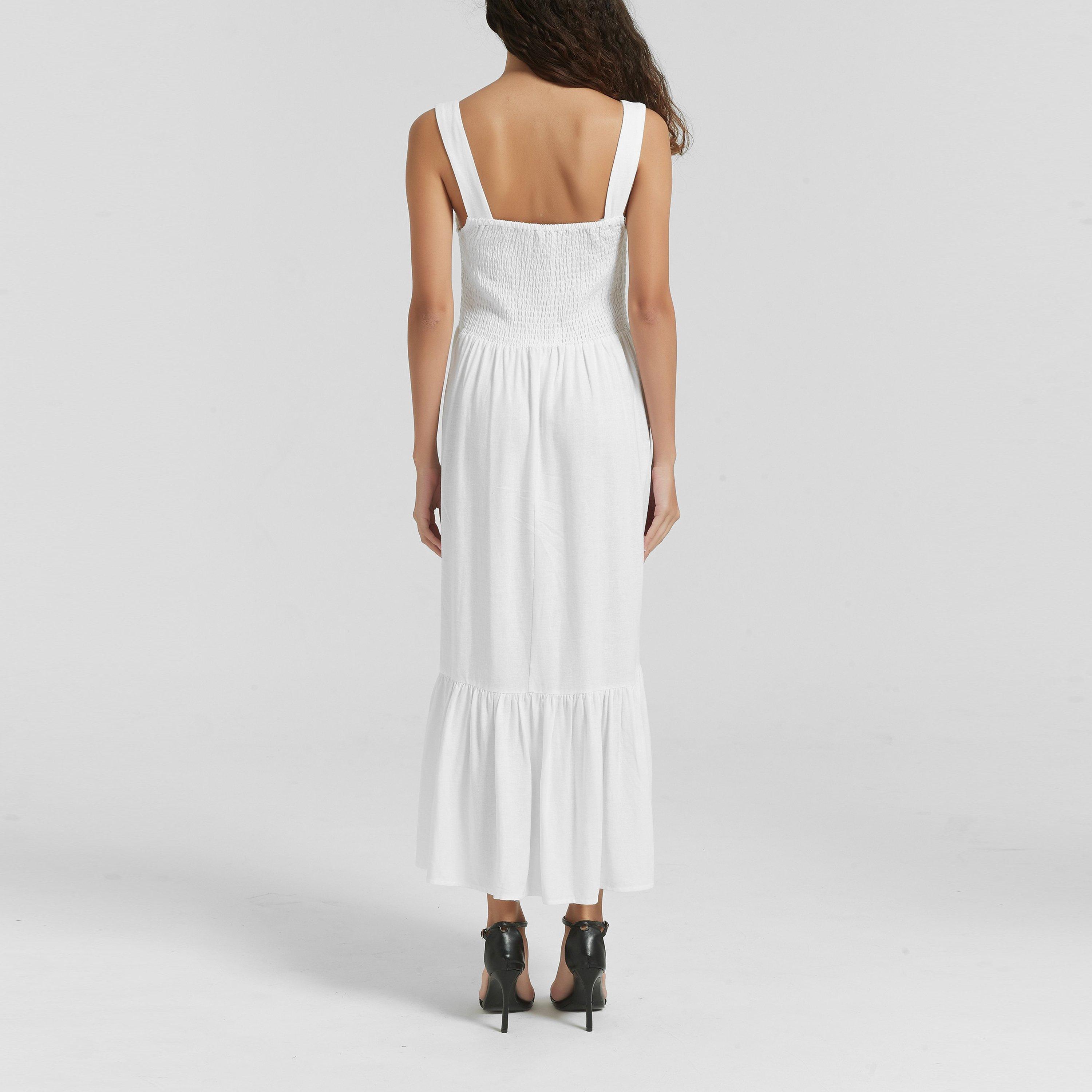 Be You Linen Linen Shirred Dress