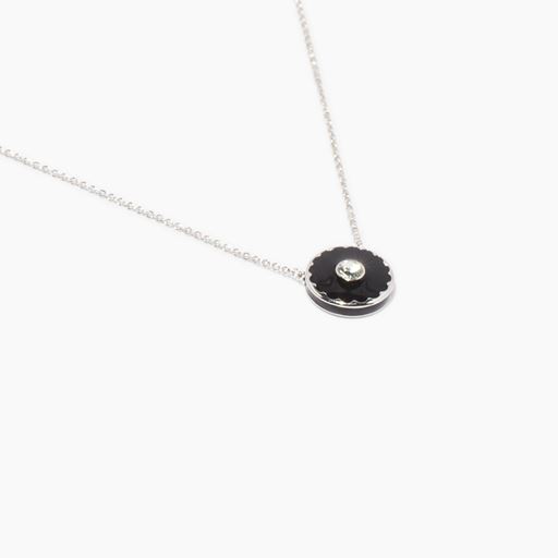 Marc Jacobs The Medallion Pendant Halskæde, Sølv/Sort, 41 2,5 cm