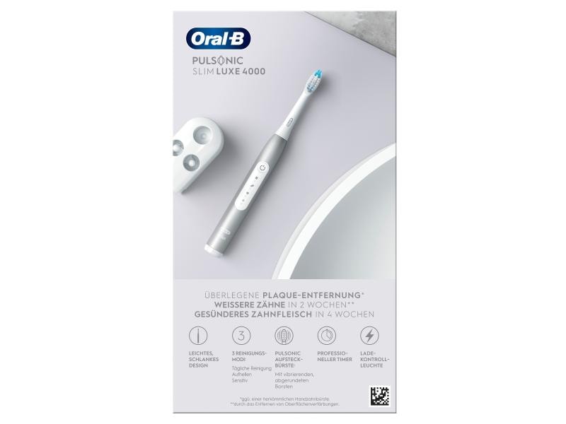 Oral-B Schallzahnbürste Pulsonic Slim Luxe 4000 Platin Elektrische Zahnbürste
