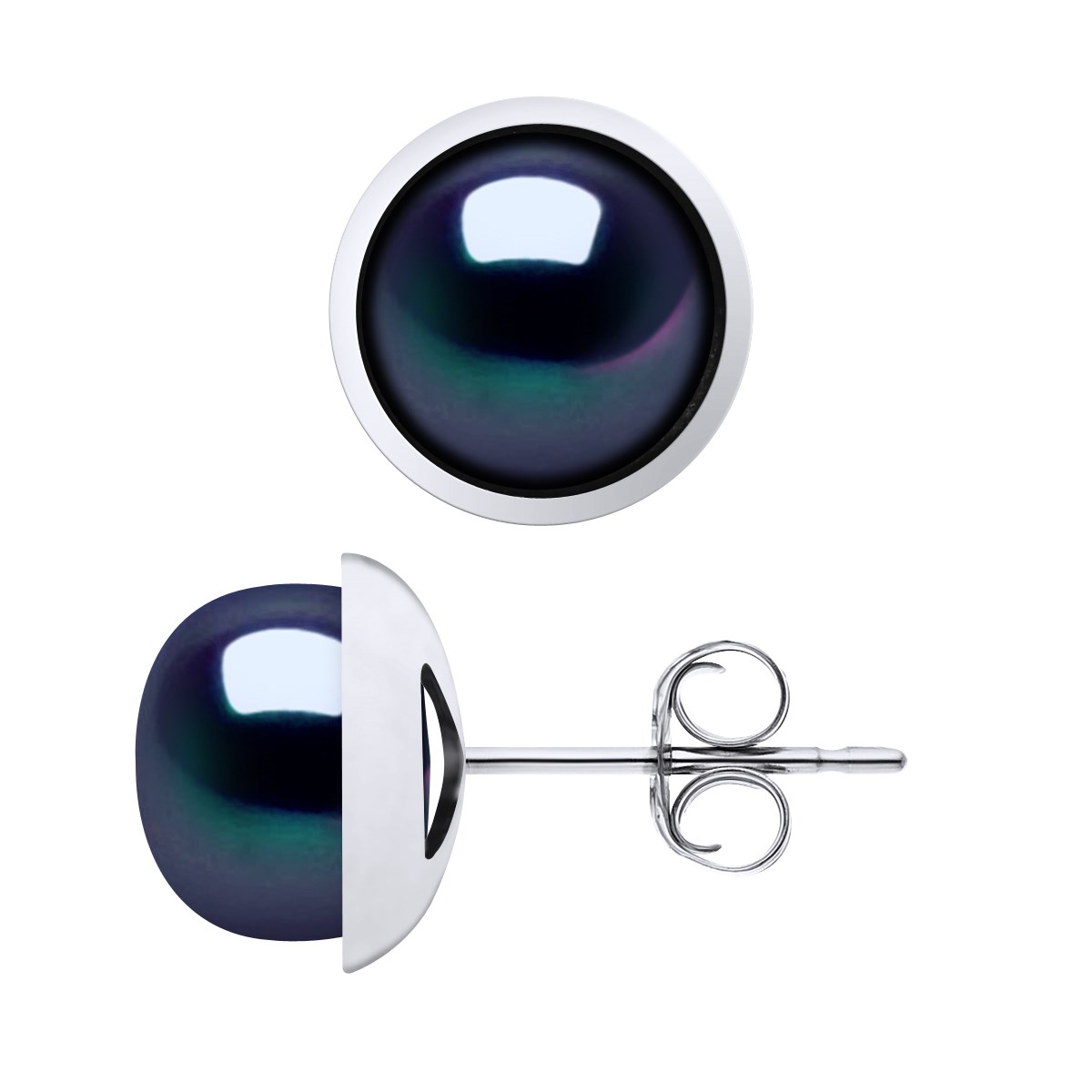 STELLA - Boucles d'Oreilles Perles d'Eau Douce 10-11 mm Blanches Or Blanc