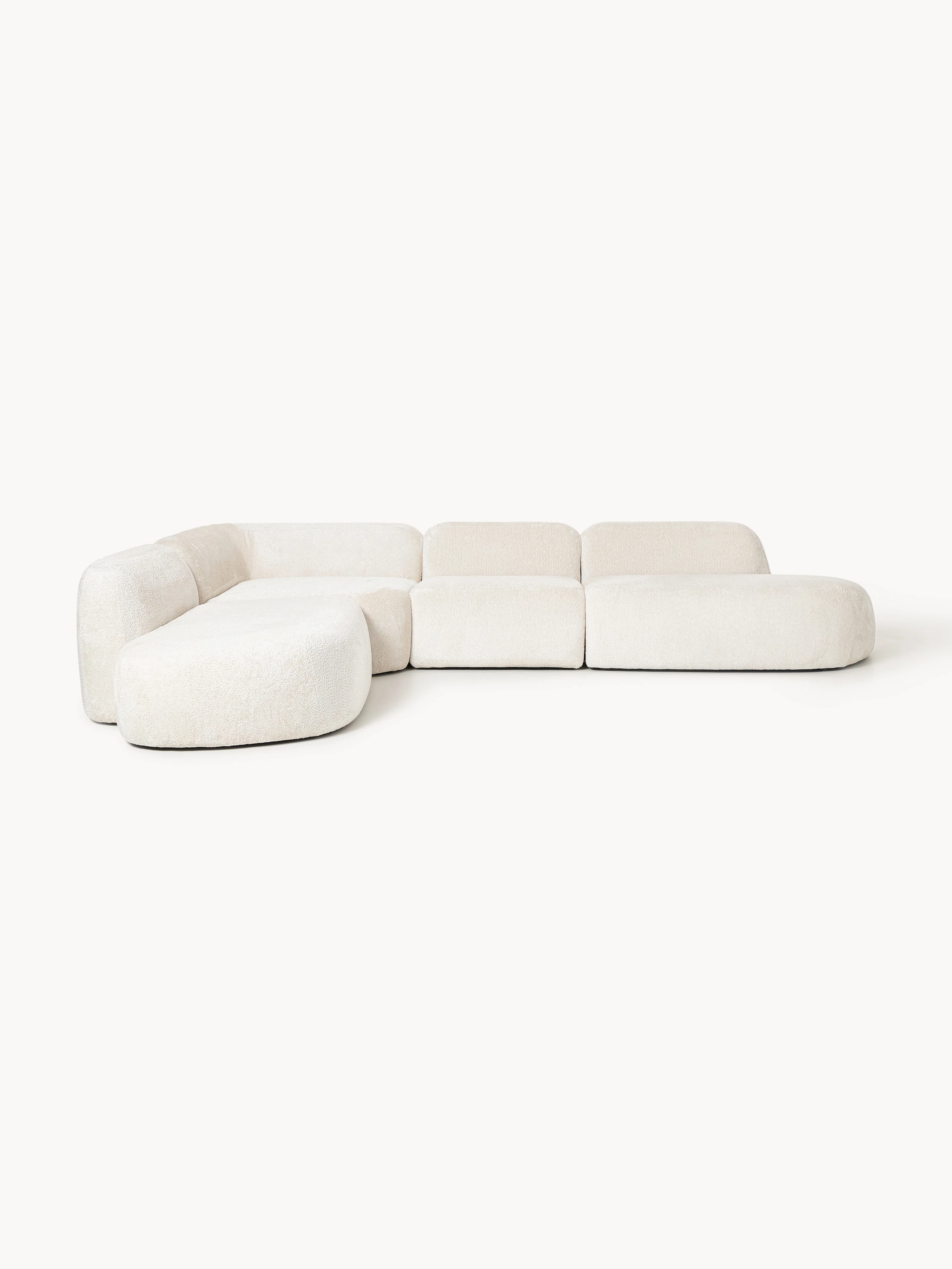 XL modulaire teddy bouclé hoekbank Wolke (4-zits) met chaise longue