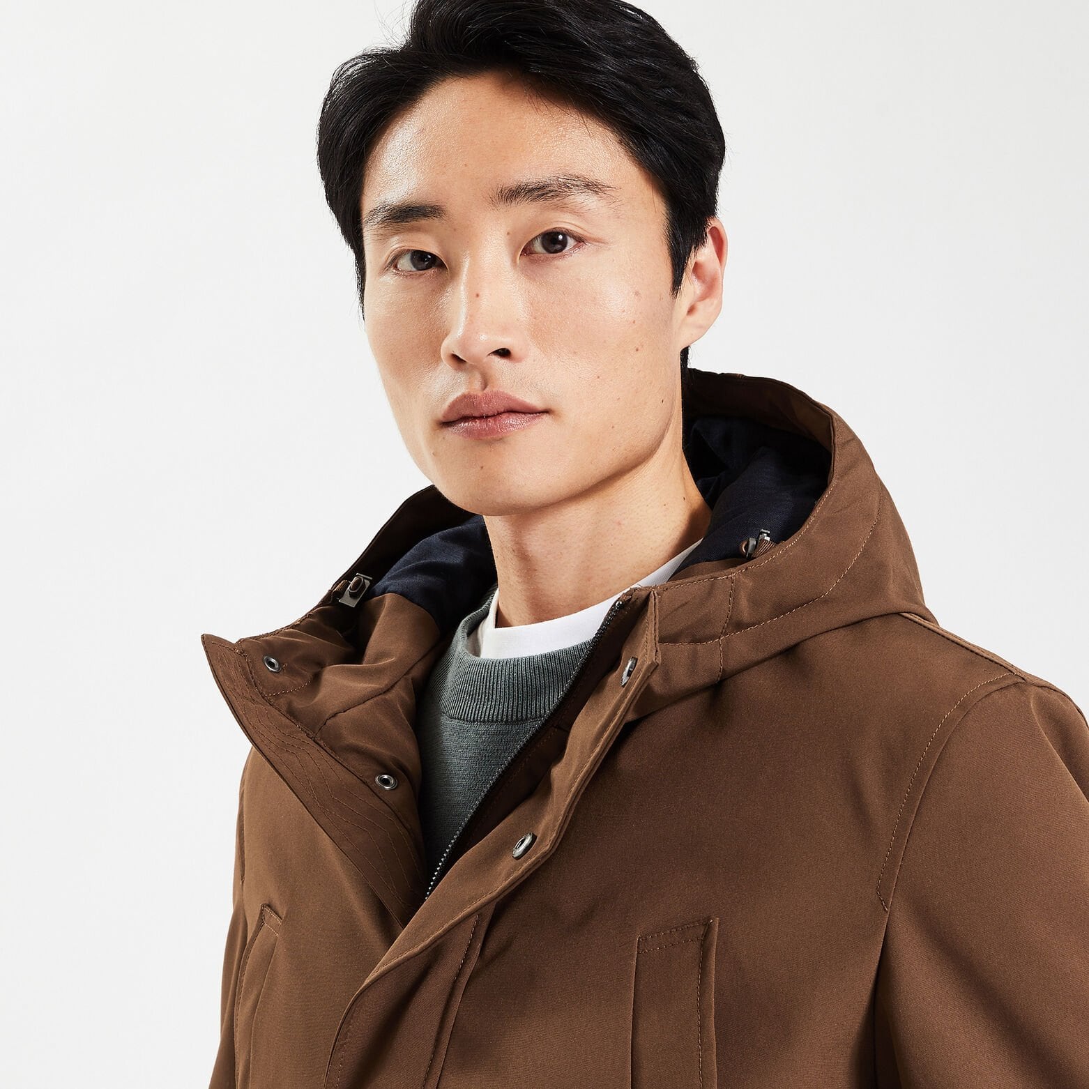 Parka courte à capuche Camel