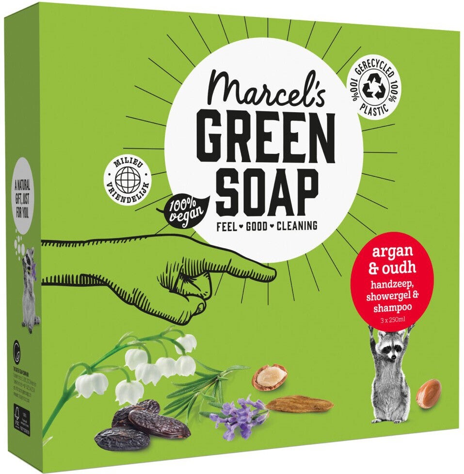 Marcel's Green Soap giftbox Argan en Oudh 0,75 L