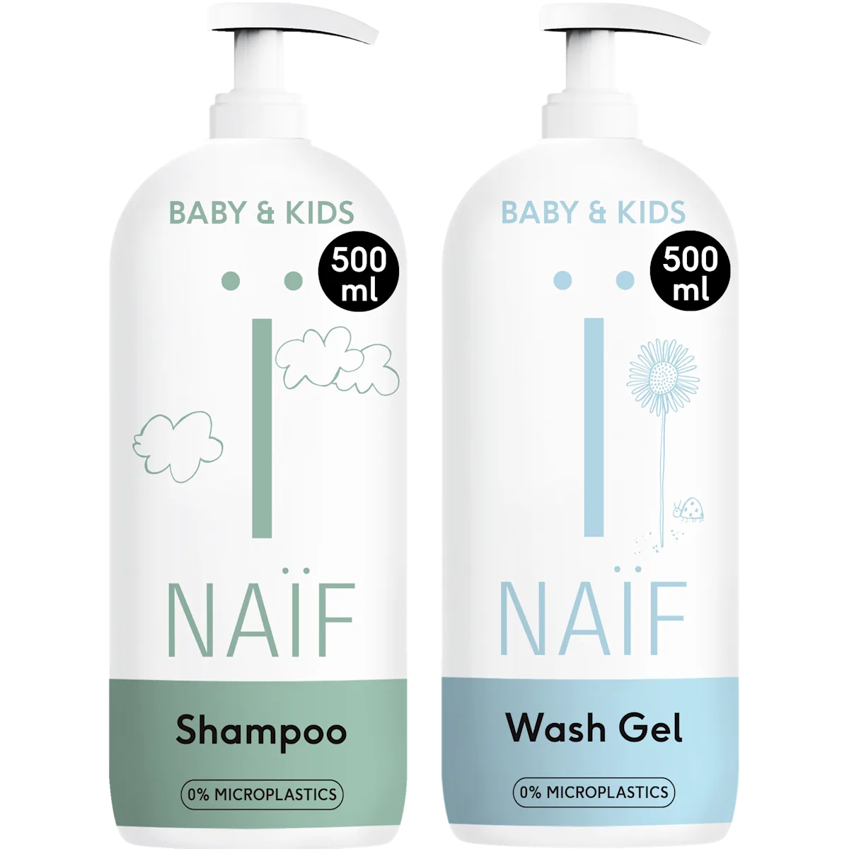 Voordeelset Shampoo & Wasgel voor Baby & Kids 500ml