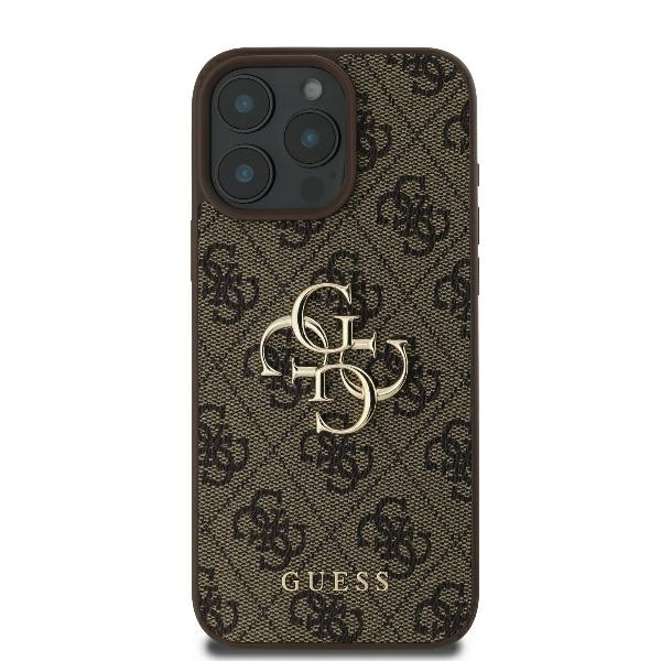 iPhone 16 Pro Max Leder Hardcase Hülle 4G Big Metal Logo (GUHCP16X4GMGBR) - Braun