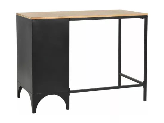 Bureau à piédestal unique Bois de sapin et acier 100x50x76 cm