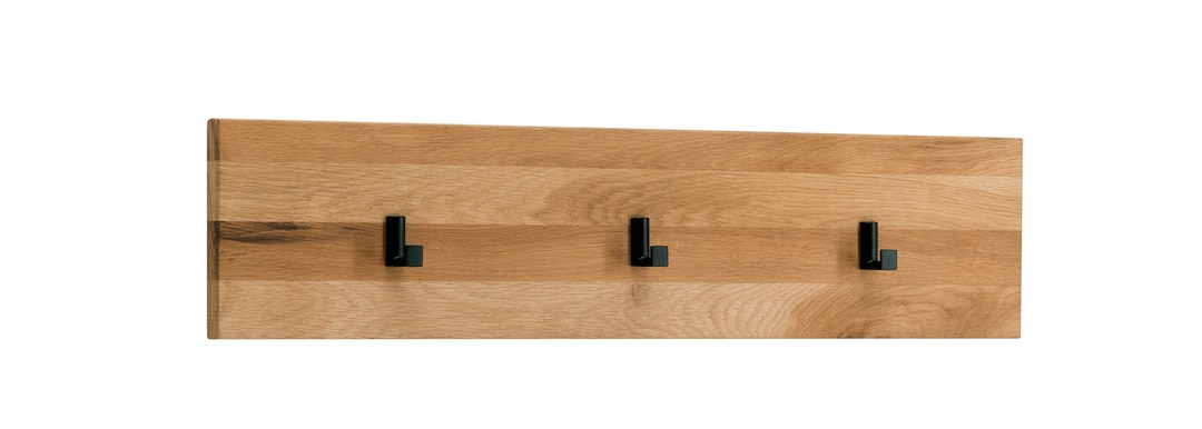 VALMONDO Hakenleiste LIDO 80 x 18 cm Astige Eiche massiv naturbelassen geölt