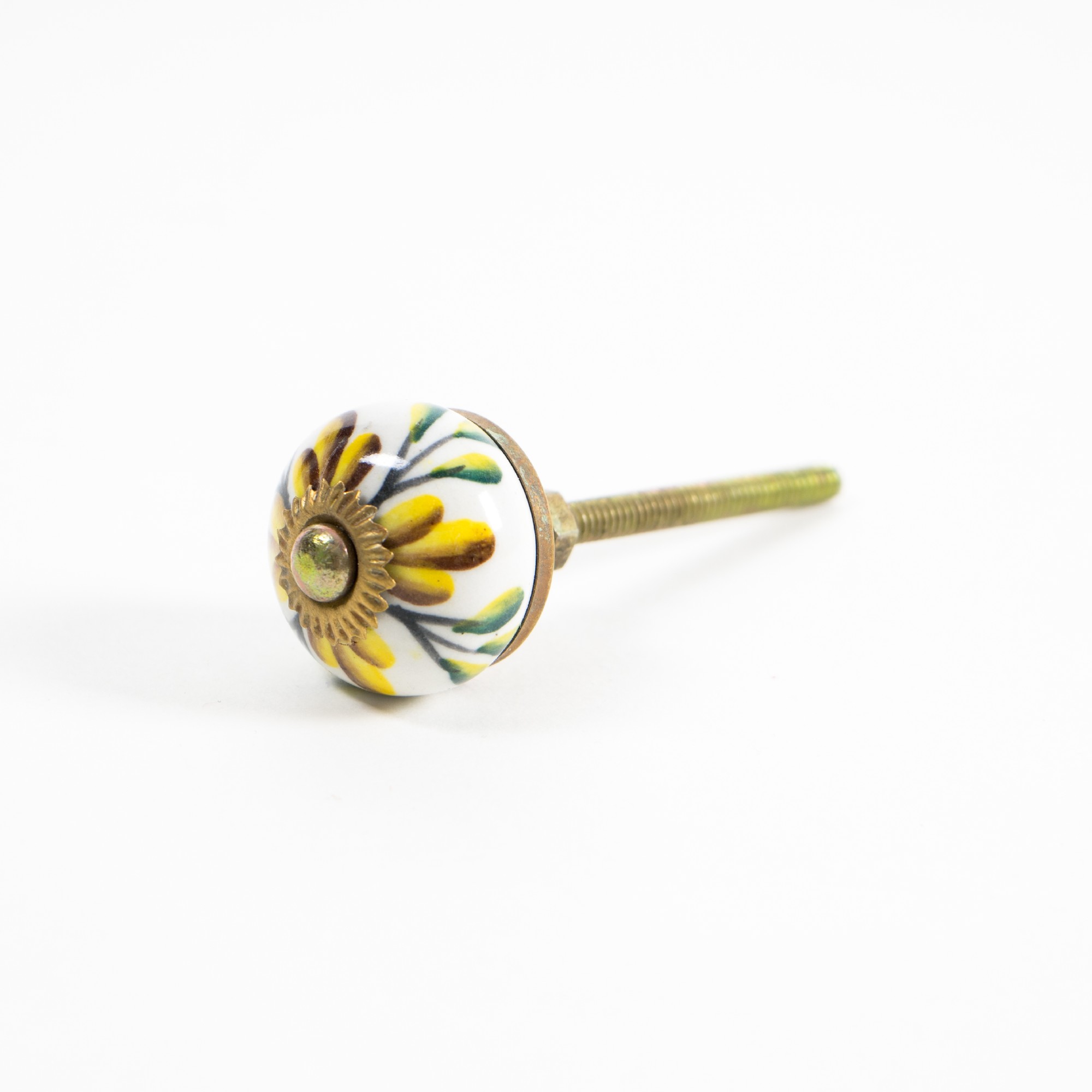 Keramik Möbelknopf, handglasiert, weiß/braun/gelb, Ø 3,0 cm günstig bestellen