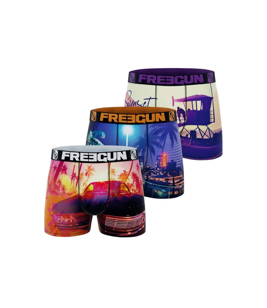 Boxer Homme Miami Lovers, Caleçon Homme Respirant et Confortable (Lot de 3)