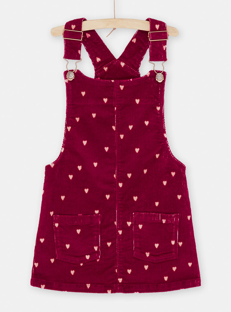 Robe salopette prune à imprimé cœur