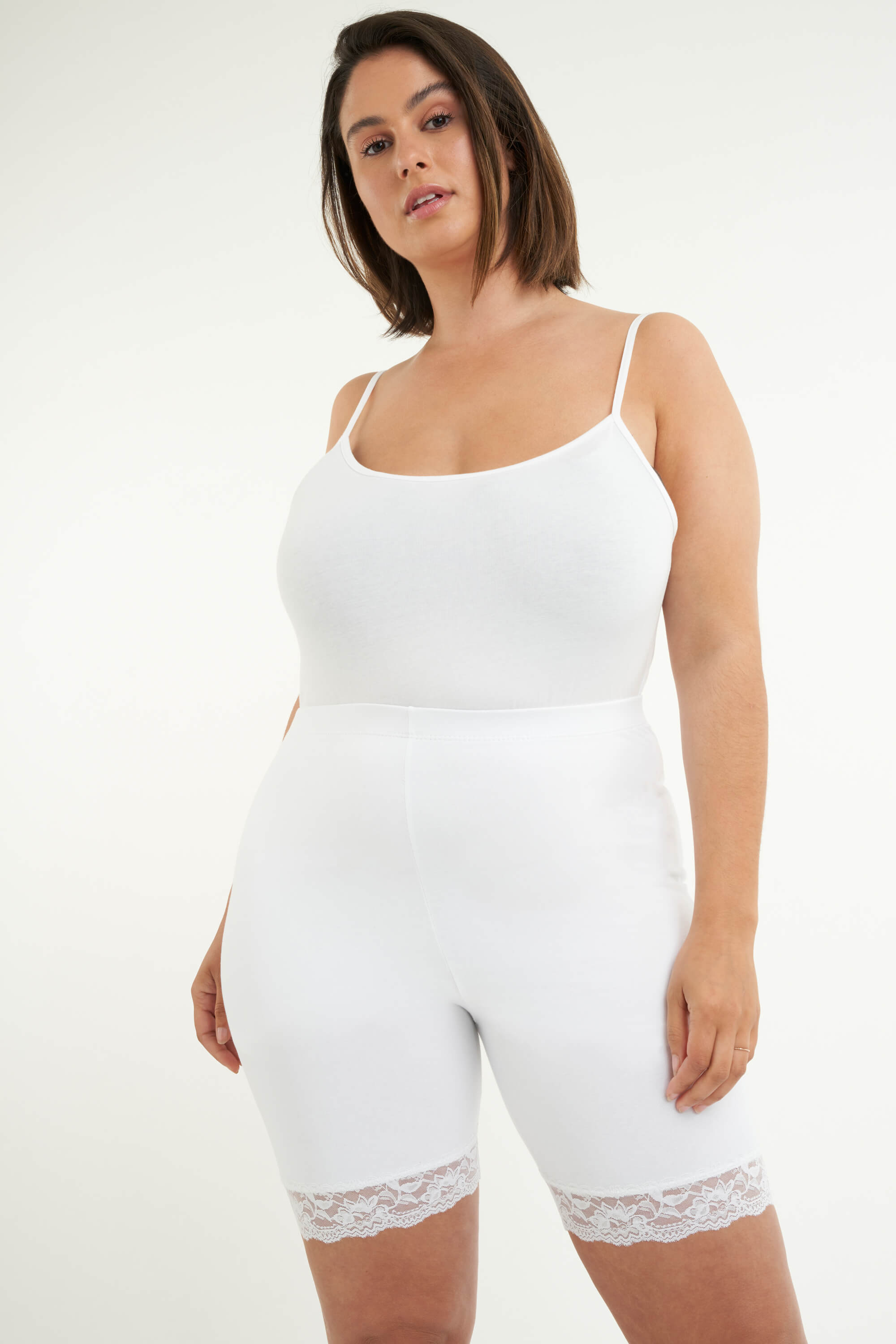Korte legging met kant Wit