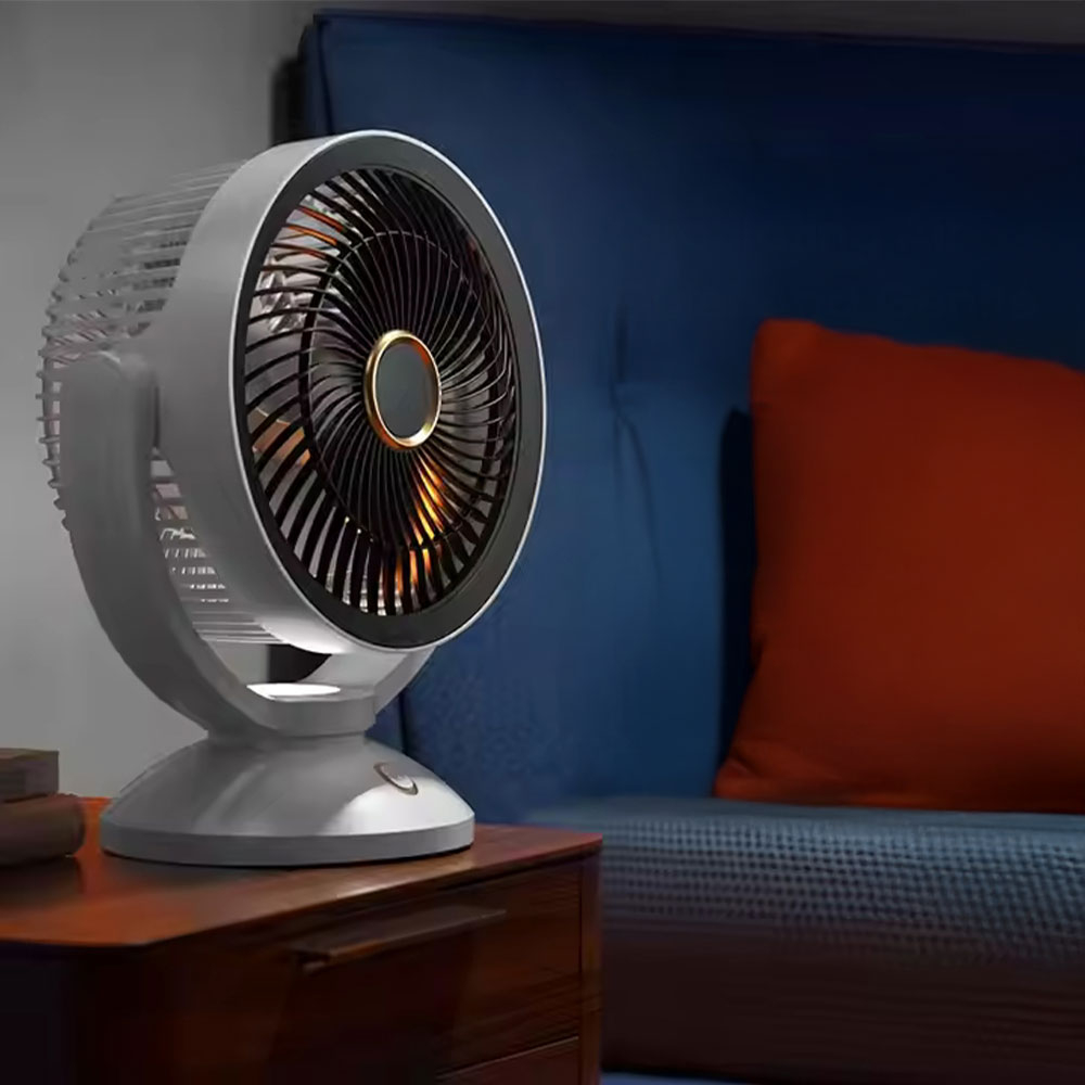 (29x25cm) USB Bodenventilator Tragbarer Desktop Ventilator Schreibtisch Lüfter mit 4 Geschwindigkeits Stufen – Weiss / Schwarz