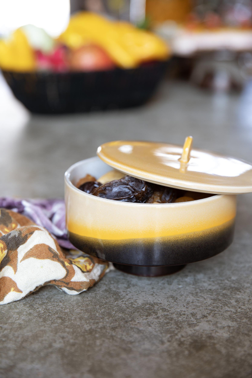 HKliving 70's Ceramic Bonbon voorraadpot op voet mauve