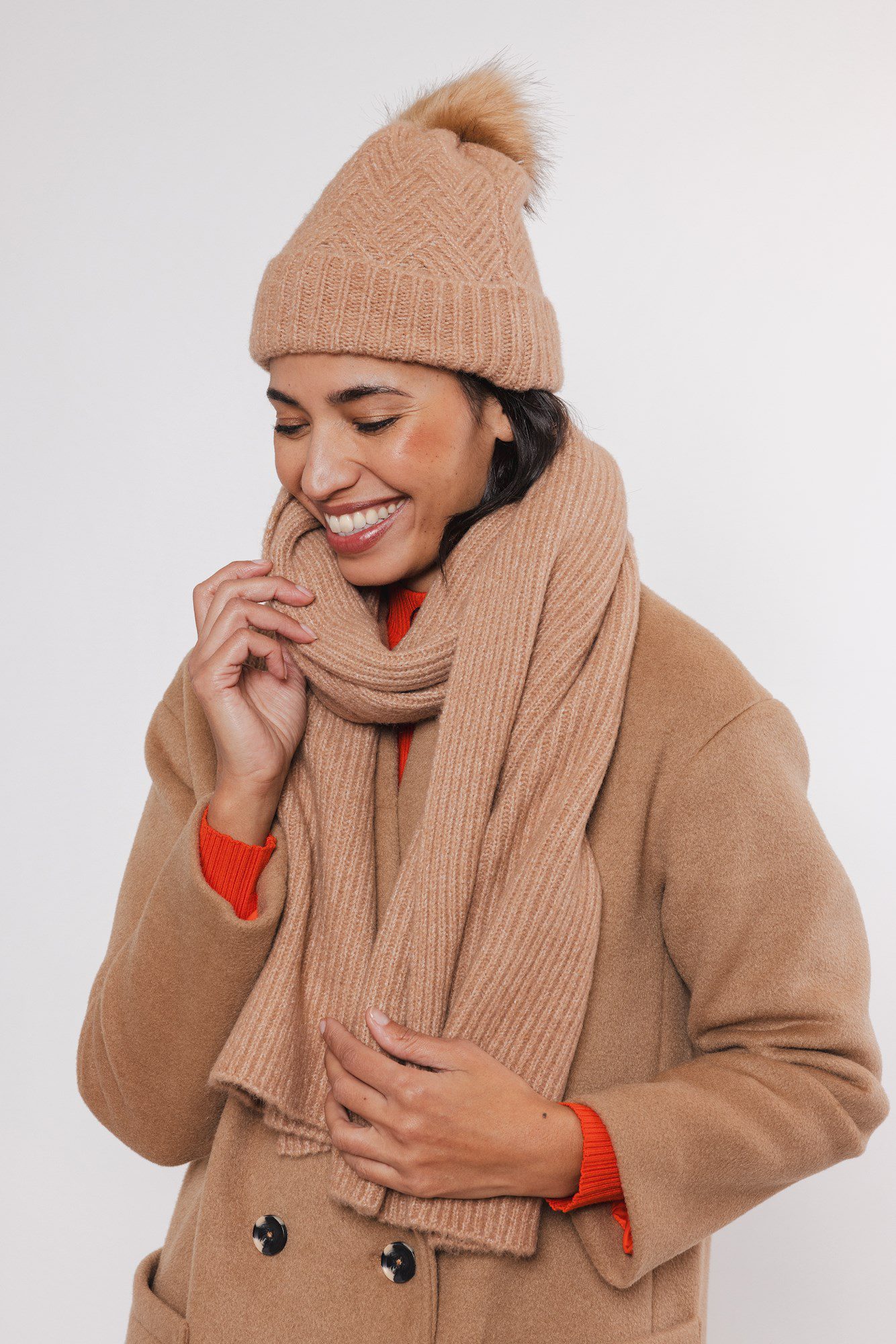 Rino & Pelle - Marti Knitted Beanie With Pompon - Twig