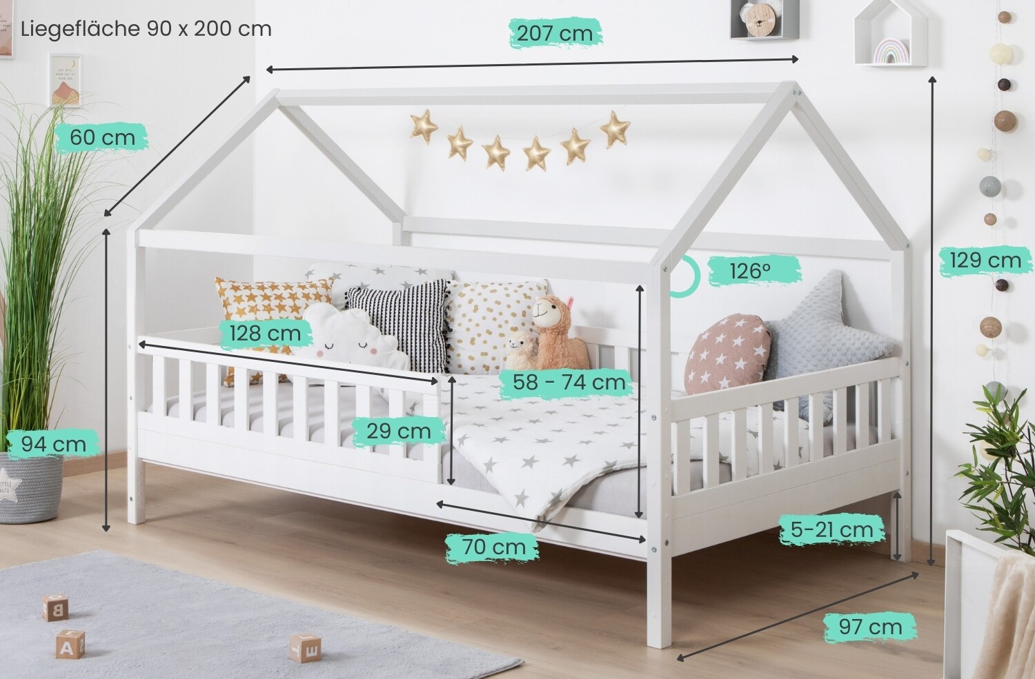 TiCAA Kinderbett Hausbett 