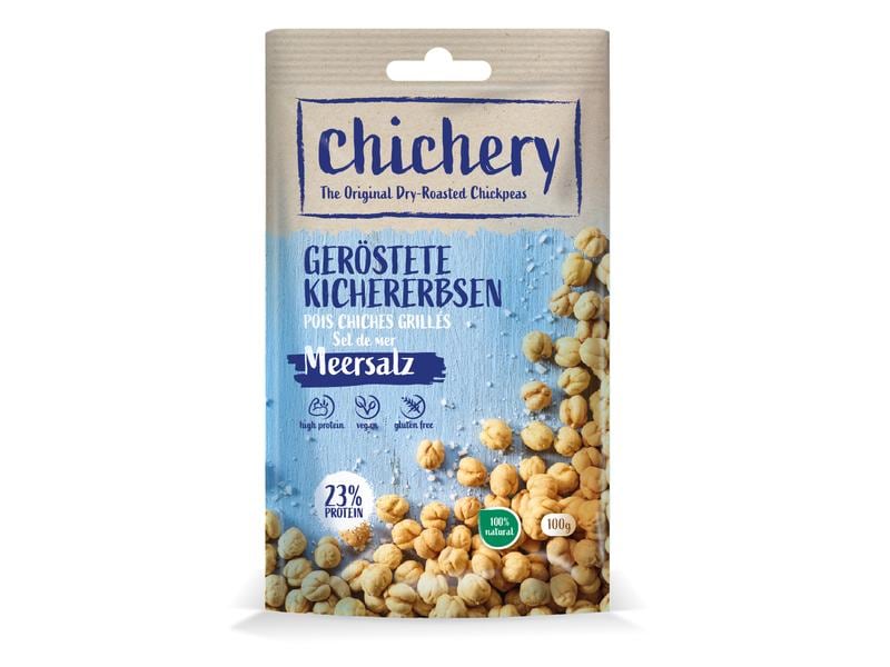 Chichery Geröstete Kichererbsen Meersalz 100 g Knackiger Kichererbsensnack
