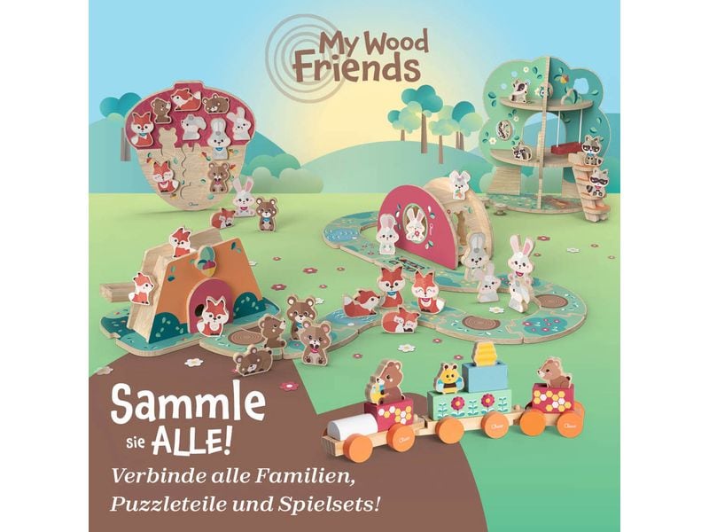 Chicco Steckspiel My Wood Friends – Der Hasenhügel Spielset aus Holz