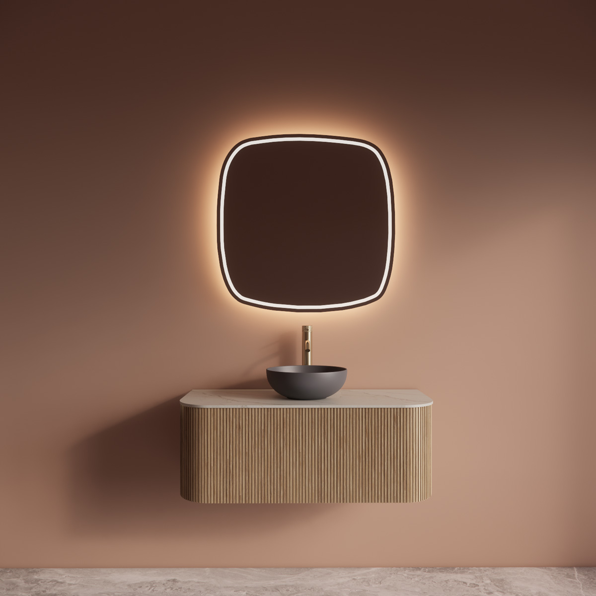 Gliss Design Axis spiegel Deens ovaal 60x60cm met handsensor