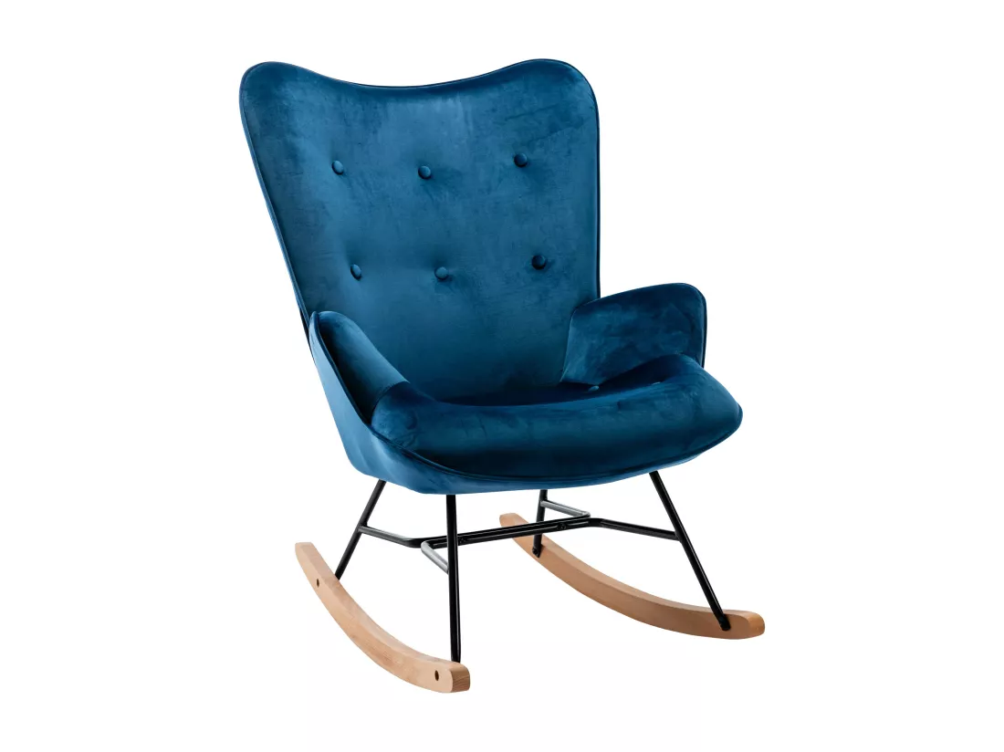 Chaise à bascule - Velours & Métal - Bleu - Sanka